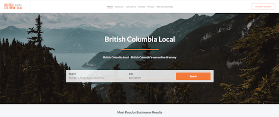 British Columbia Local home page